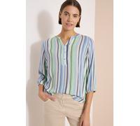 Klassische Bluse CECIL, Damen, Gr. M (40), bunt (light sky blau), Stoff, 100% Viskose, gestreift, normal Po-bedeckend, Rundhals, abgesteppt, Blusen Bluse, aus softer Viskose (39809960-M) light sky bla