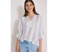 Klassische Bluse CECIL, Damen, Gr. S (38), deep river blau, Stoff, 100% Viskose, gestreift, klassisch normal, Rundhals, Aufschlag, Blusen Bluse, mit 3/4 Ärmeln (75930933-S) deep river blau