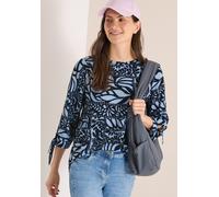 Klassische Bluse CECIL, Damen, Gr. S (38), universal blau, Stoff, 100% Viskose, gemustert, klassisch normal, Rundhals, normaler Saum, Blusen Bluse, mit 3/4 Ärmeln (57560513-S) universal blau