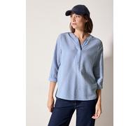 Klassische Bluse CECIL, Damen, Gr. XL (44), blau (blouse blau), Web, Obermaterial: 51% Viskose, 32% Baumwolle, 17% Polyamid, gestreift, casual, regular fit taillenbedeckt, Rundhals, 3/4-Ärmel, Blusen,