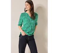 Klassische Bluse CECIL, Damen, Gr. XL (44), blau (pastel blau), Stoff, 99% Viskose, 1% Metallfasern, bedruckt, klassisch normal, Rundhals, elastischer Bund, Blusen, mit Elastikbund an den Ärmeln (6081