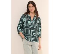 Klassische Bluse CECIL, Damen, Gr. XL (44), grün (slate khaki), Stoff, 88% Viskose, 12% Nylon, bedruckt, gerade normal, Rundhals, Bündchen, Blusen, mit 3/4 Ärmeln (18140416-XL) slate khaki