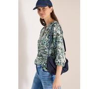 Klassische Bluse CECIL, Damen, Gr. XS (36), grün (raw khaki), Stoff, 100% Viskose, gemustert, klassisch normal, Rundhals, elastischer Bund, Blusen Bluse, mit 3/4 Ärmeln (78227752-XS) raw khaki