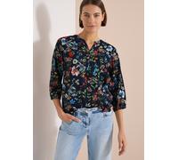 Klassische Bluse CECIL, Damen, Gr. XXL (46), bunt (universal blau), Stoff, 100% Viskose, geblümt, normal Po-bedeckend, Rundhals, abgesteppt, Blusen Bluse, aus softer Viskose (26118735-XXL) universal b