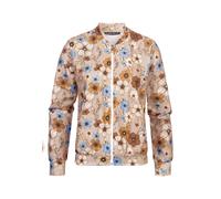 Klassische Bluse CLOUD 5IVE "CLOUD 5IVE Blouson with All-Over Flower Print", Damen, Gr. XXL, beige, 95% Polyester, 5% Elasthan, mehrfarbig, normal, amerikanischer Ausschnitt, Blusen Bluse (43934621-XX