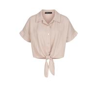 Klassische Bluse CLOUD 5IVE "CLOUD 5IVE Crop Bluse mit Knopfleiste und Knoten", Damen, Gr. XL, beige, 96% Polyester, 4% Elasthan, Blusen (58247300-XL) beige