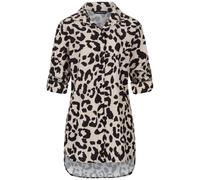Klassische Bluse CLOUD 5IVE "CLOUD 5IVE Leo All Over Turn-Up Bluse", Damen, Gr. S, schwarz (beige, schwarz), 100% Polyester, Blusen (53095119-S) beige, schwarz