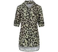 Klassische Bluse CLOUD 5IVE "CLOUD 5IVE Leo All Over Turn-Up Bluse", Damen, Gr. XS, grün (grün, schwarz), 100% Polyester, Blusen (15217544-XS) grün, schwarz
