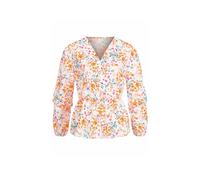 Klassische Bluse CLOUD 5IVE "CLOUD 5IVE V-Neck Schößchenbluse m. Blumen Print in Wickeloptik", Damen, Gr. XL, weiß, 95% Polyester, 5% Elasthan, Blusen Klassische Bluse (17937425-XL)
