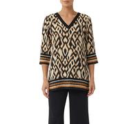 Klassische Bluse COMMA, Damen, Gr. 40, grau (grau, schwarz), Web, Obermaterial: 84% Viskose, 16% Polyamid, bedruckt, regular fit Po-bedeckend, V-Ausschnitt, gerader Abschluss, Blusen, mit All-Over Pri