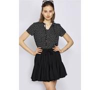 Klassische Bluse FRESHLIONS "Amea", Damen, Gr. M, schwarz, 100% Polyester, gepunktet, normal, V-Ausschnitt, Blusen, mit niedlichen Punkten (82176050-M) schwarz