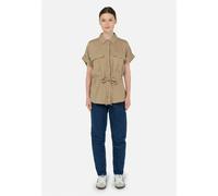 Klassische Bluse FRESHLIONS "Zoey", Damen, Gr. L, hellbraun, 100% Leinen, unifarben, normal, Blusen, mit Bindeband in der Taille (28485749-L) hellbraun