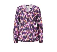 Klassische Bluse GOLDNER "Bluse", Damen, Gr. 42, lila (lila, gemustert), Obermaterial: 100% Viskose CV., figurumspielend, Gummibündchen, Blusen, Tunika-Ausschnitt (25980250-42) lila, gemustert