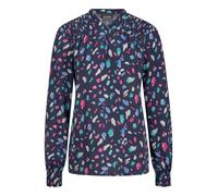 Klassische Bluse GOLDNER "Elegante Satinbluse mit Smok-Details", Damen, Gr. 44, blau (marine, smaragd, gemustert), Obermaterial: 100% Viskose CV., Modisch, Blusen, Smok-Details (17394955-44) marine, s
