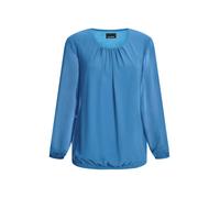 Klassische Bluse GOLDNER "Jerseybluse mit Falten-Details", Damen, Gr. 46, blau, Obermaterial: 67% Polyester PES. 30% Viskose CV. 3% Elasthan EL., Modisch, Blusen Bluse, Rundhalsausschnitt (24194256-46