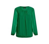 Klassische Bluse GOLDNER "Jerseybluse mit Falten-Details", Damen, Gr. 46, grün, Obermaterial: 67% Polyester PES. 30% Viskose CV. 3% Elasthan EL., Modisch, Blusen, Rundhalsausschnitt (99924150-46) grün