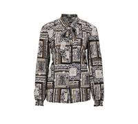Klassische Bluse GOLDNER "Kurzgröße Druckbluse", Damen, Gr. 22, schwarz (schwarz, gemustert), Obermaterial: 100% Viskose CV., Modisch, weit Gummibündchen, Blusen, Tunika-Ausschnitt (20435846-22) schwa