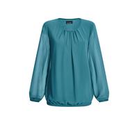 Klassische Bluse GOLDNER "Kurzgröße Elegante Bluse aus Chiffon", Damen, Gr. 24, grün (petrol), Obermaterial: 67% Polyester PES. 30% Viskose CV. 3% Elasthan EL., Modisch, Blusen, Rundhalsausschnitt (30