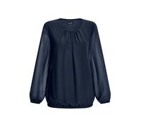 Klassische Bluse GOLDNER "Kurzgröße Jerseybluse mit Falten-Details", Damen, Gr. 20, blau (marine), Obermaterial: 67% Polyester PES. 30% Viskose CV. 3% Elasthan EL., Modisch, Blusen, Rundhalsausschnitt