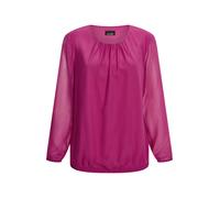 Klassische Bluse GOLDNER "Kurzgröße Jerseybluse mit Falten-Details", Damen, Gr. 21, pink (beere), Obermaterial: 67% Polyester PES. 30% Viskose CV. 3% Elasthan EL., Modisch, Blusen, Rundhalsausschnitt