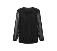 Klassische Bluse GOLDNER "Kurzgröße Jerseybluse mit Falten-Details", Damen, Gr. 22, schwarz, Obermaterial: 67% Polyester PES. 30% Viskose CV. 3% Elasthan EL., Modisch, Blusen, Rundhalsausschnitt (1901