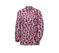 Klassische Bluse GOLDNER "Kurzgröße Langarmshirt mit Stehkragen, Print", Damen, Gr. 25, lila (beere, gemustert), Obermaterial: 100% Viskose CV., figurumspielend, weit Gummibündchen, Blusen, Smok-Detai
