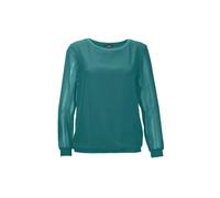 Klassische Bluse GOLDNER "Kurzgröße Schlupfbluse", Damen, Gr. 20, grün (dunkelgrün), Obermaterial: 100% Polyester PES., figurumspielend, U-Boot-Ausschnitt, normales Bündchen, Blusen, Luftiiger Chiffon