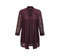 Klassische Bluse GOLDNER "Kurzgröße Set aus Spitzenjäckchen und Top", Damen, Gr. 21, lila (beere), Obermaterial: 70% Polyester PES. 30% Viskose CV., festlich, figurumspielend, Sonstiges, Blusen, Mit f