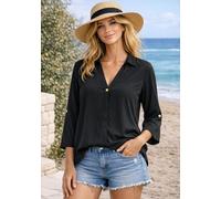 Klassische Bluse LAURA SCOTT, Damen, Gr. 34, schwarz, Web, Obermaterial: 100% Polyester, unifarben, Blusen Bluse, feminin geschnitten, unifarben, aus Polyester (28757116-34) schwarz