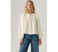 Klassische Bluse LEVI'S "JOSEPHINE LS HOLI", Damen, Gr. S (36), beige (whisper weiß), Web, Obermaterial: 99% Baumwolle, 1% metallisierte Fasern, gepunktet, regular fit normal, Rundhals, elastischer Bu