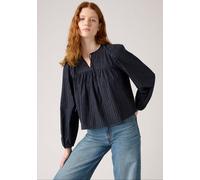 Klassische Bluse LEVI'S "JOSEPHINE LS HOLI", Damen, Gr. S (36), blau (schwarz), Web, Obermaterial: 99% Baumwolle, 1% metallisierte Fasern, gestreift, regular fit normal, Rundhals, elastischer Bund, Bl