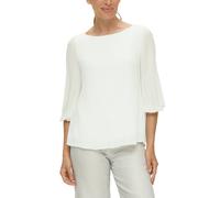 Klassische Bluse S.OLIVER BLACK LABEL, Damen, Gr. 40, weiß, Web, Obermaterial: 100% Polyester. Futter: 100% Viskose, unifarben, bequem normal, U-Boot-Ausschnitt, elastischer Bund mit Gummizug, Blusen,