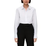 Klassische Bluse S.OLIVER BLACK LABEL, Damen, Gr. 46, weiß, Obermaterial: 65% Baumwolle, 32% Polyamid, 3% Elasthan, unifarben, regular fit hüftlang, Manschette, Blusen, mit verdeckter Knopfleiste (700
