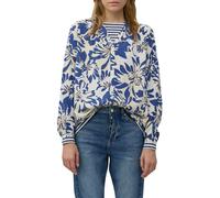 Klassische Bluse S.OLIVER, Damen, Gr. 34, weiß (sanftes weiß blau), Web, Obermaterial: 100% Viskose, bedruckt, regular fit Po-bedeckend, V-Ausschnitt, Manschette, Blusen, mit All-Over Print (55790613-