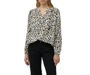 Klassische Bluse S.OLIVER, Damen, Gr. 34, weiß (sanftes weiß leo), Web, Obermaterial: 100% Viskose, bedruckt, regular fit Po-bedeckend, V-Ausschnitt, Manschette, Blusen, mit All-Over Print (67411013-3