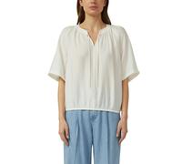 Klassische Bluse S.OLIVER, Damen, Gr. 36, sanftes weiß, Web, Obermaterial: 84% Viskose, 16% Polyamid, unifarben, relaxed fit normal, Rundhals, gerader Abschluss, Blusen Bluse, mit All-Over Print (7598