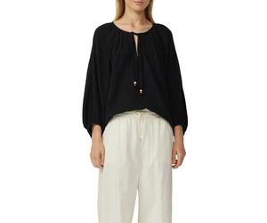 Klassische Bluse S.OLIVER, Damen, Gr. 36, schwarz, Web, Obermaterial: 100% Baumwolle, unifarben, relaxed fit taillenbedeckt, U-Boot-Ausschnitt, Raglanärmel elastischer Bund, Blusen Klassische Bluse, m