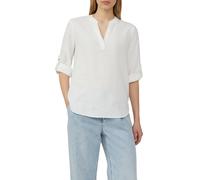 Klassische Bluse S.OLIVER, Damen, Gr. 38, weiß, Obermaterial: 52% Leinen, 48% Viskose, unifarben, regular fit taillenbedeckt, Rundhals, Aufschlag, Blusen Klassische Bluse, mit Turn-up (59632335-38)