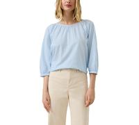 Klassische Bluse S.OLIVER, Damen, Gr. 40, blau stripe, Web, Obermaterial: 50% Baumwolle, 50% Viskose, gestreift, relaxed fit normal, Rundhals, elastischer Bund, Blusen Bluse, mit Streifen Muster (7694
