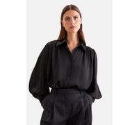 Klassische Bluse SEIDENSTICKER, Damen, Gr. 3XL (46), schwarz, 75% Acetat, 25% Polyester, unifarben, regular fit, ohne Ausschnitt, Blusen Bluse, 1/1 Kragen Uni (45132316-46) schwarz