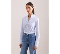 Klassische Bluse SEIDENSTICKER, Damen, Gr. 4XL (48), hellblau, 100% Baumwolle, gestreift, slim fit, Blusen, 1/1 Stehkragen Gestreift (61307657-48) hellblau
