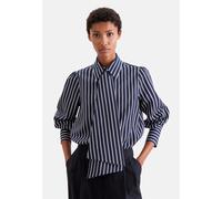 Klassische Bluse SEIDENSTICKER, Damen, Gr. 7XL (54), blau (dunkelblau), 92% Viskose, 8% Polyester, gestreift, regular fit, ohne Ausschnitt, Blusen Bluse, 1/1 Kragen Gestreift (20312312-54) dunkelblau
