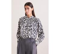 Klassische Bluse SEIDENSTICKER, Damen, Gr. L (40), schwarz-weiß (off, weiß), 100% Viskose, gemustert, regular fit, Rundhals, Blusen Bluse, 1/1 Rundhals Druck (82634158-40) off, weiß