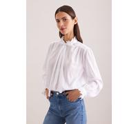 Klassische Bluse SEIDENSTICKER, Damen, Gr. L (40), weiß, 100% Baumwolle, unifarben, regular fit, Blusen Bluse, 1/1 Stehkragen Uni (22337114-40) weiß