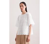 Klassische Bluse SEIDENSTICKER, Damen, Gr. L (40), weiß, 95% Baumwolle, 5% Polyester, unifarben, regular fit, Rundhals, Blusen Bluse, Tunika Stickerei (67546334-40) weiß