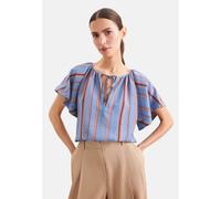 Klassische Bluse SEIDENSTICKER, Damen, Gr. M (38), blau, 85% Viskose, 15% Polyamid, gestreift, regular fit, Rundhals, Blusen Bluse, Tunika Gestreift (74442024-38) blau