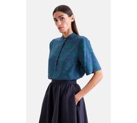 Klassische Bluse SEIDENSTICKER, Damen, Gr. M (38), blau (dunkelblau), 100% Viskose, gemustert, regular fit, Rundhals, Blusen Bluse, Tunika Druck (90243946-38) dunkelblau