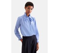 Klassische Bluse SEIDENSTICKER, Damen, Gr. M (38), blau (mittelblau), 53% Baumwolle, 47% Polyester, gestreift, regular fit, Blusen Bluse, 1/1 Stehkragen Gestreift (91505114-38) mittelblau