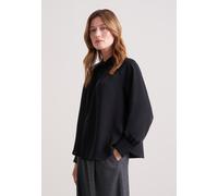 Klassische Bluse SEIDENSTICKER, Damen, Gr. M38, schwarz, 100% Polyester, unifarben, relaxed fit, Blusen, 1/1 Uni (38395610-38) schwarz