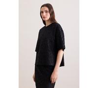 Klassische Bluse SEIDENSTICKER, Damen, Gr. S (36), schwarz, 90% Polyamid, 10% Elasthan, unifarben, relaxed fit, Rundhals, Blusen Bluse, 1/2 Rundhals Uni (18182418-36) schwarz